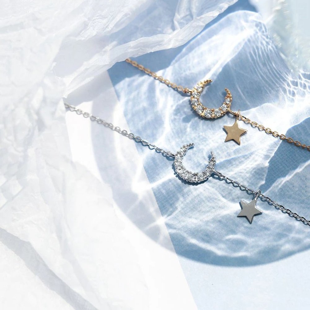 NEW Silver Simple Moon Star Bracelet - Picture 4 of 6
